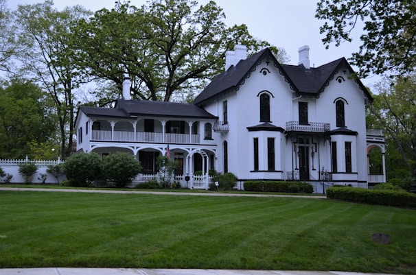 white and gray concrete house