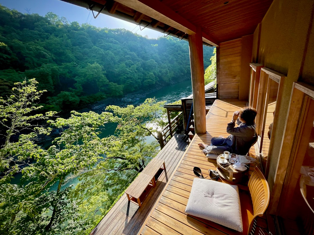 people sitting on brown wooden bench near green trees during daytime