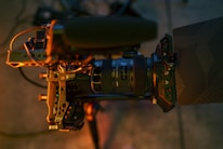 Close-up of a creative video shoot setup with modern cameras and lighting equipment.