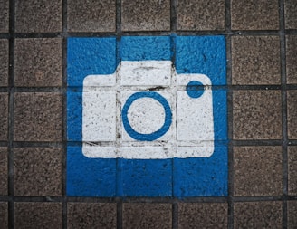 blue and black square tile