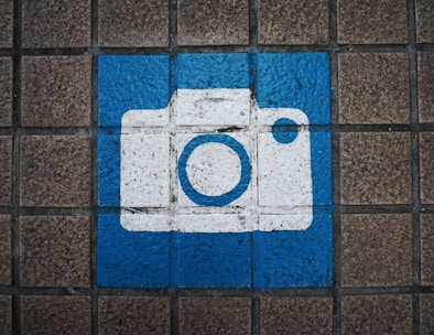 blue and black square tile