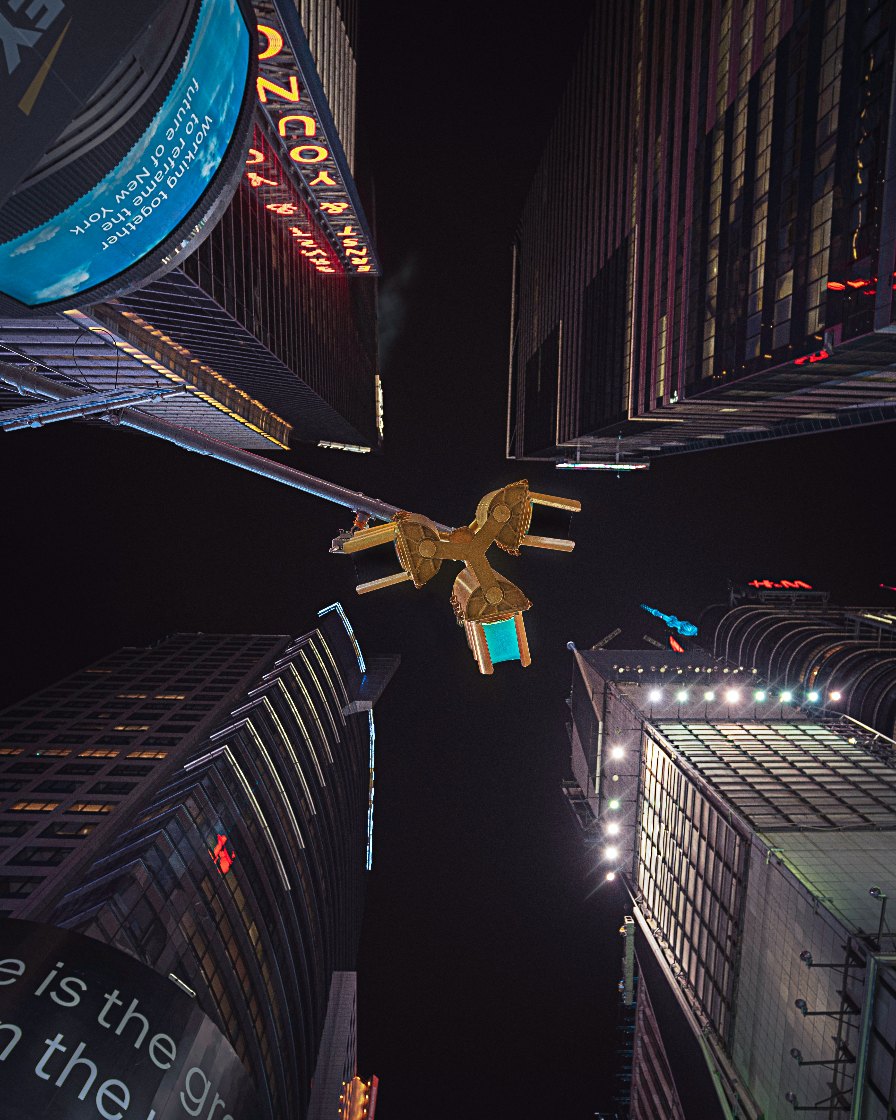 yellow and black plane in the sky during night time