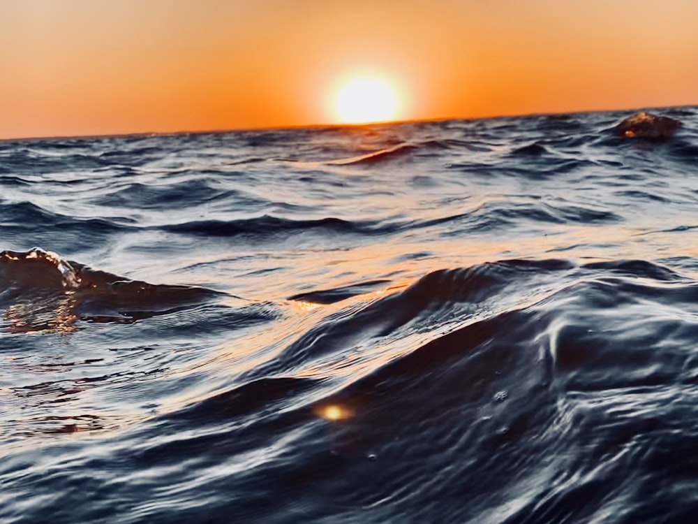 water wave during golden hour