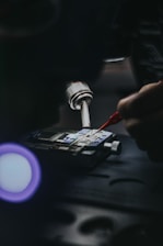 black and gray dj controller