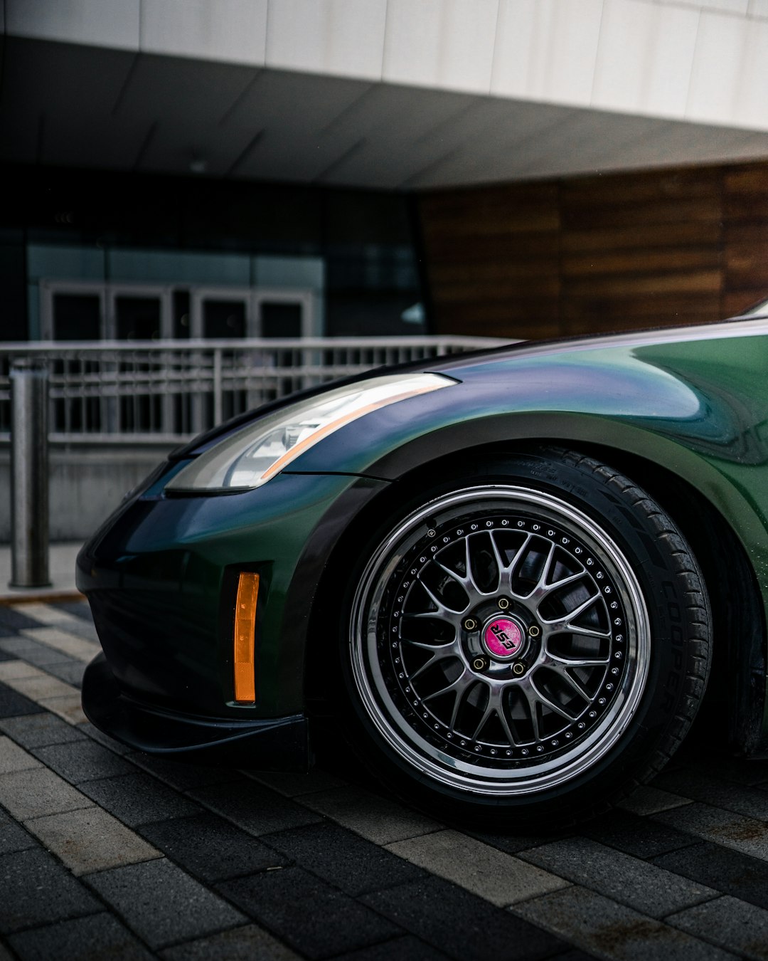 green and black sports car