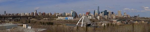 A panoramic view of a San Antonio cityscape featuring modern bridges and roadways designed by AJL Engineering.