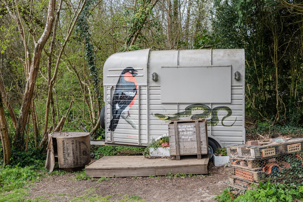 white and gray camper trailer