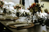 clear wine glasses on table