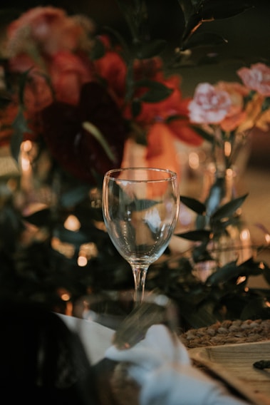 clear wine glass on table