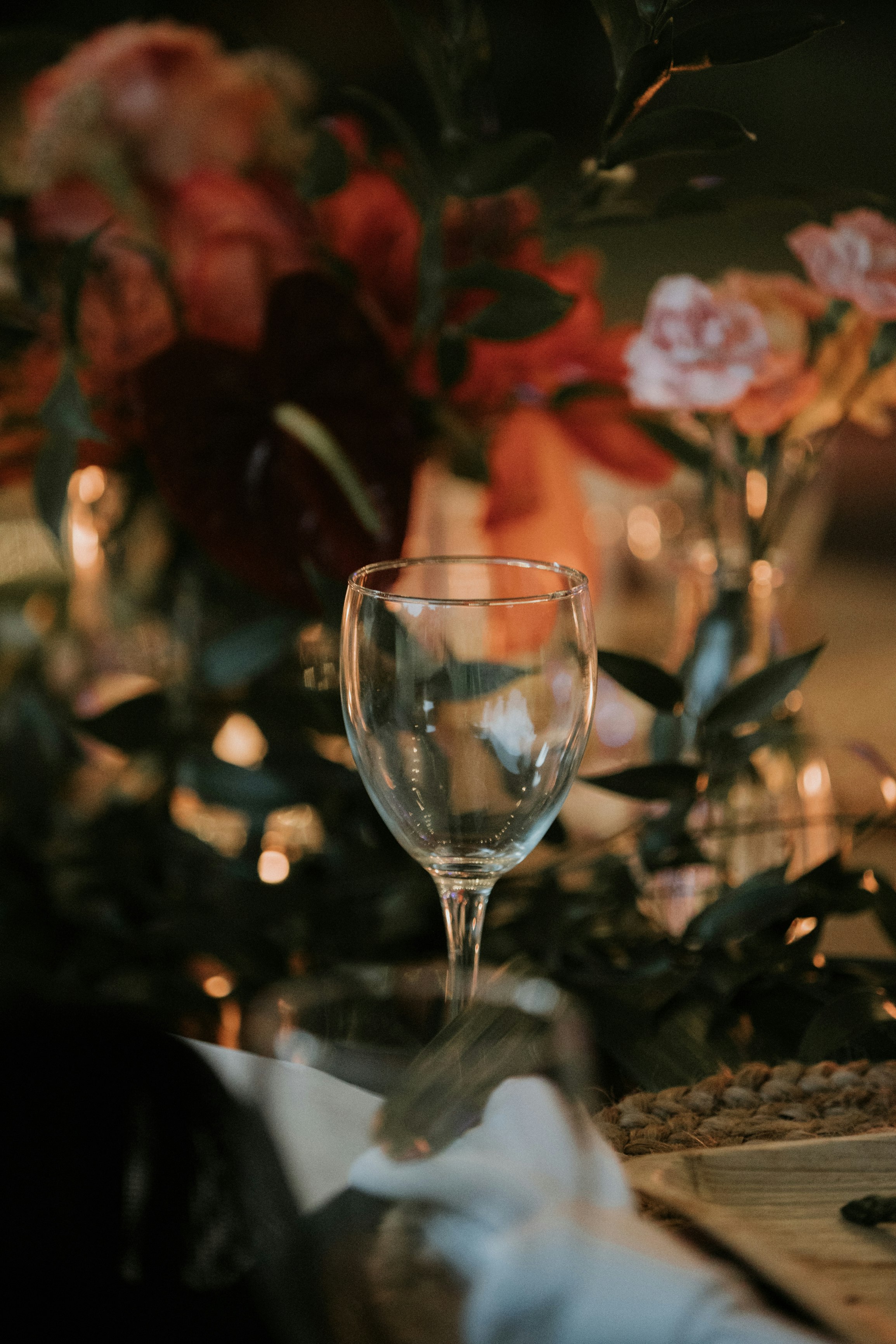 clear wine glass on table