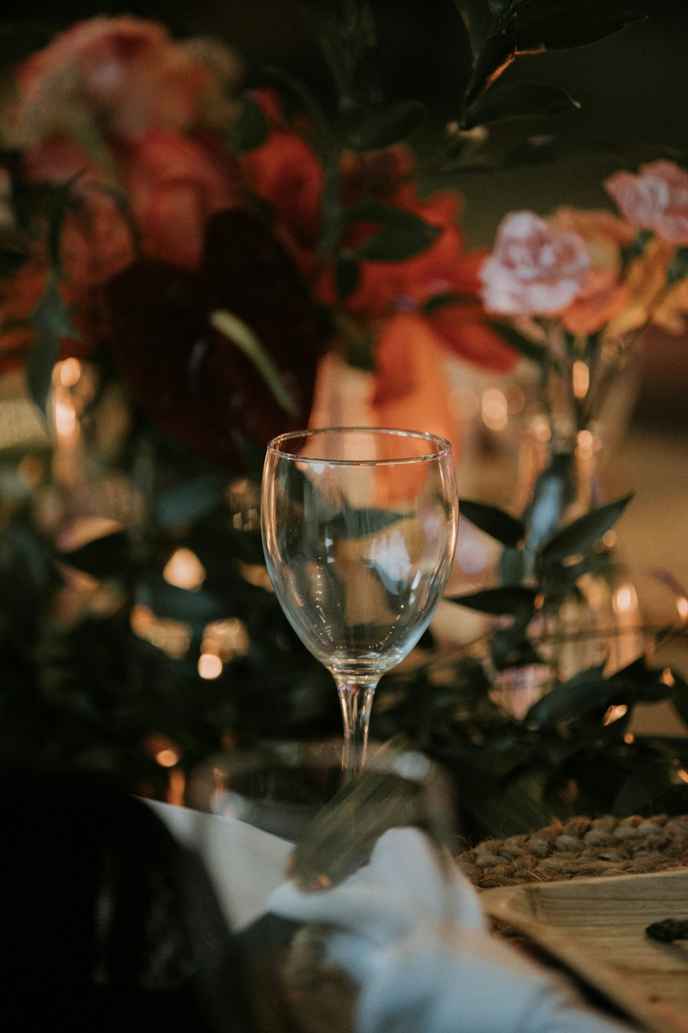 clear wine glass on table