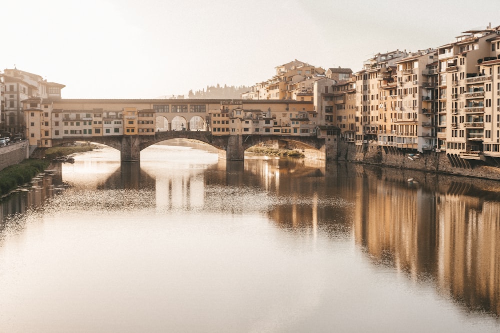 brown concrete bridge over river