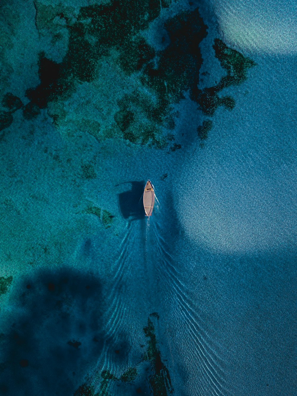 aerial view of boat on sea during daytime