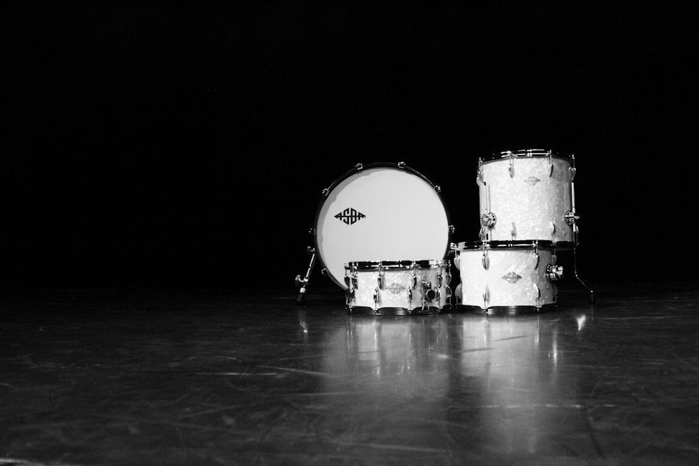 white and black drum set