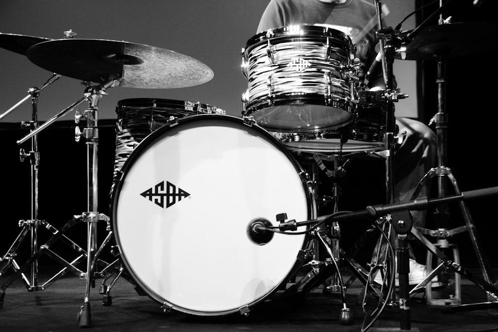 white and black drum set