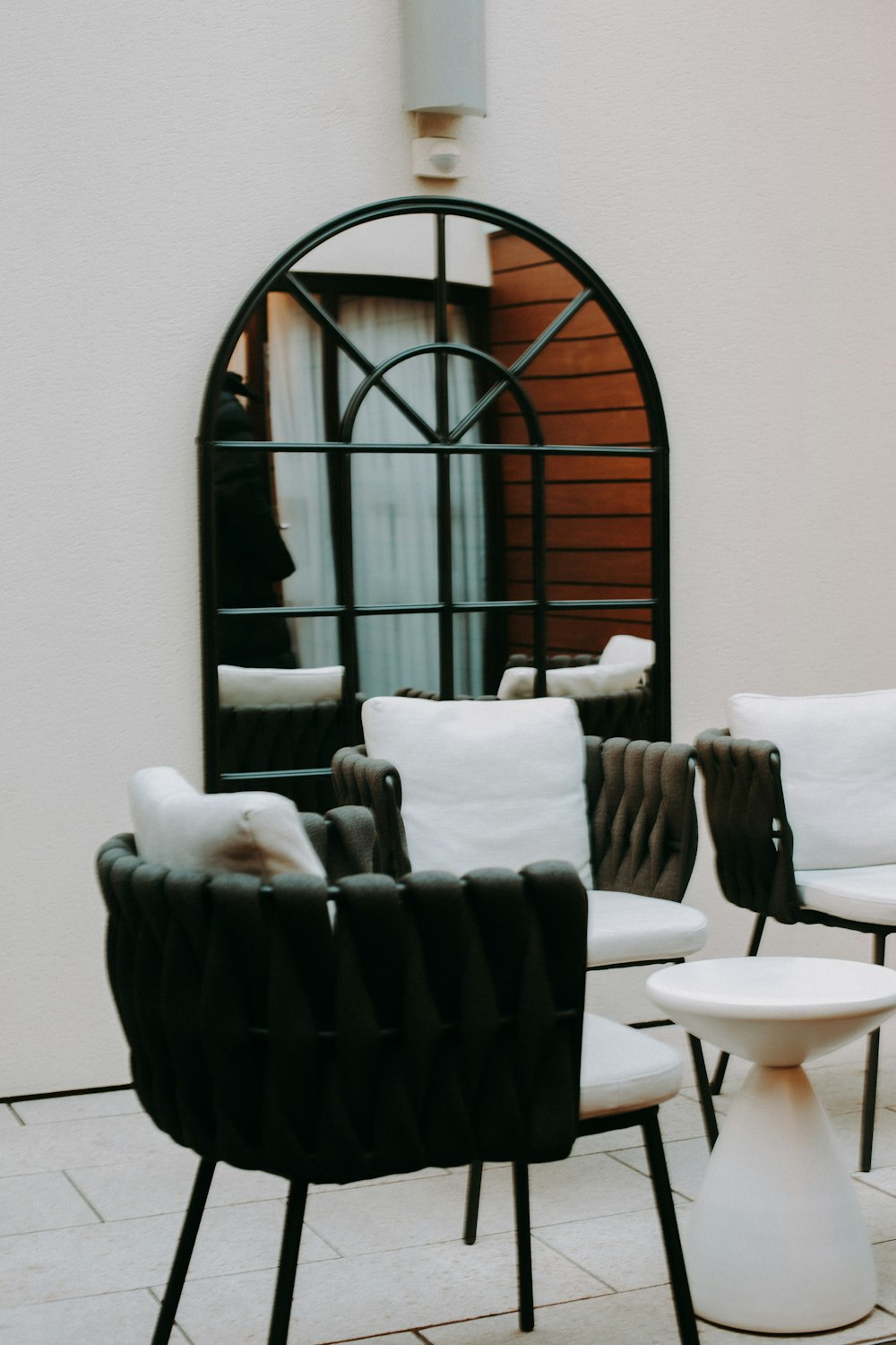 white and black dining chairs