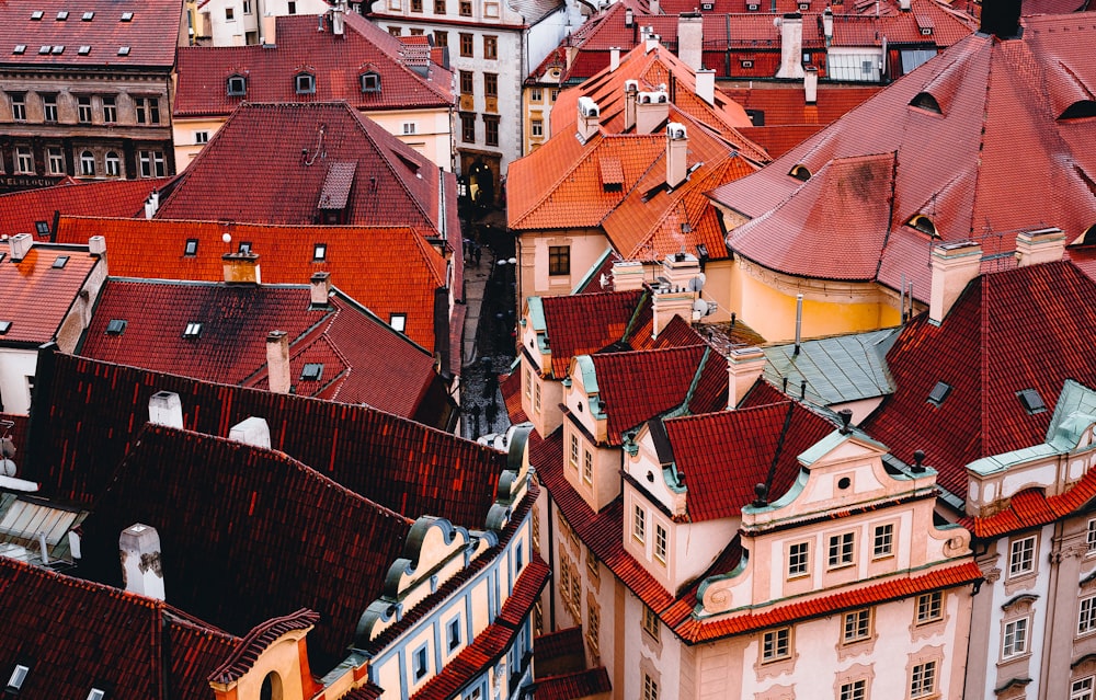 red and white concrete houses