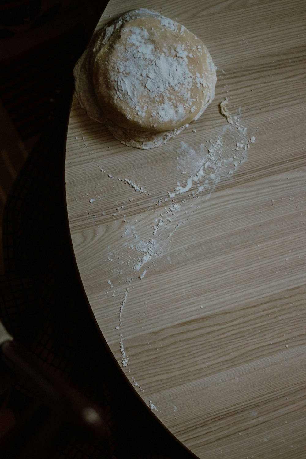 white powder on brown wooden table