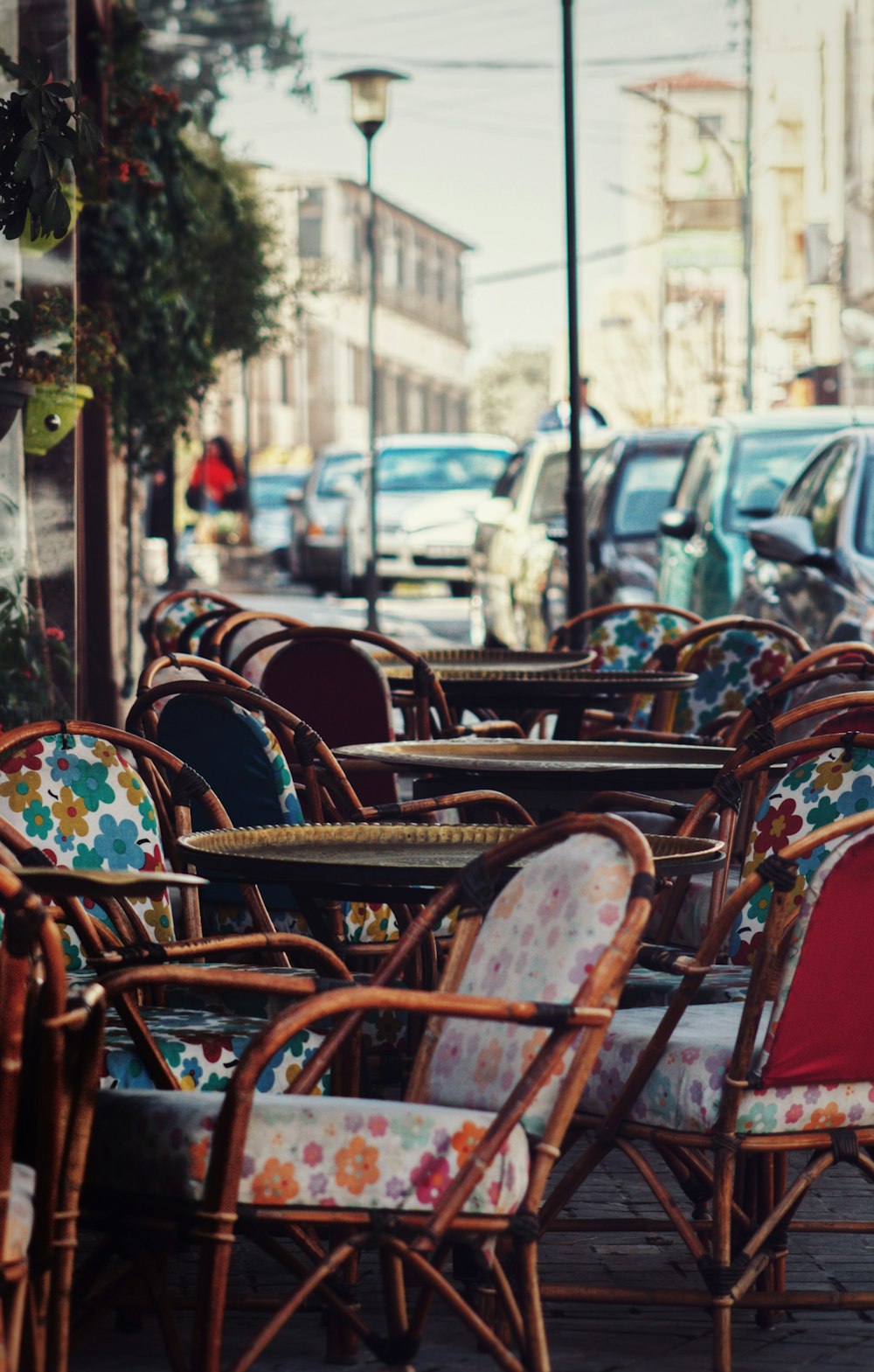 red and blue padded chairs