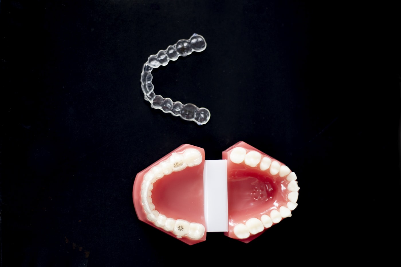 Clear Invisalign aligners closeup