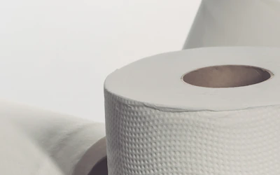 Rolls of boldflush toilet paper stacked with sharp, contrasting colors in the background.