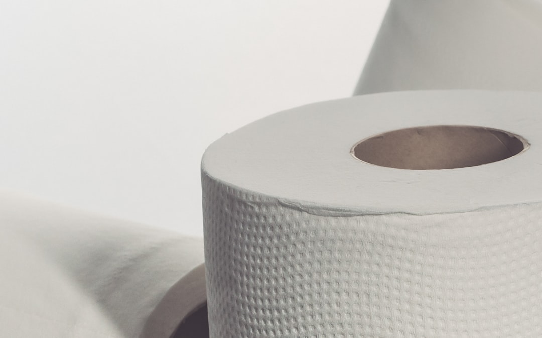 white toilet paper roll on white table, Texture of toilet paper