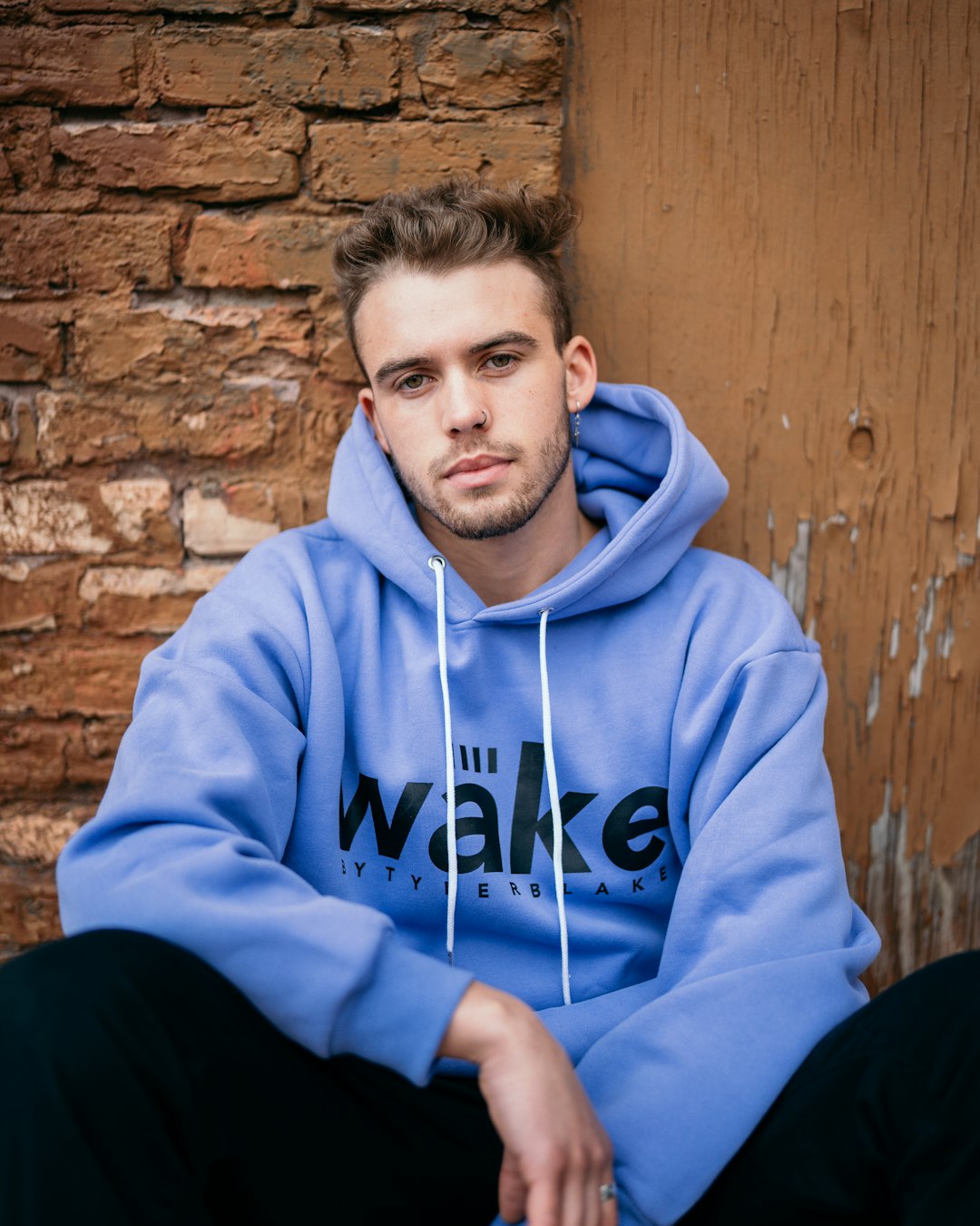 man in blue and white pullover hoodie