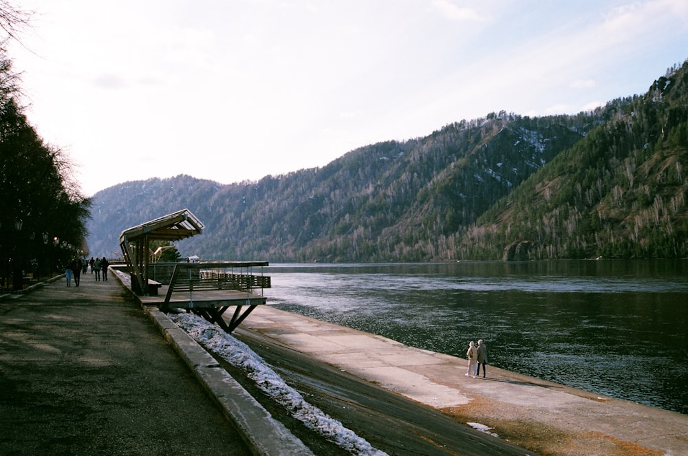 brown wooden dock on lake during daytime