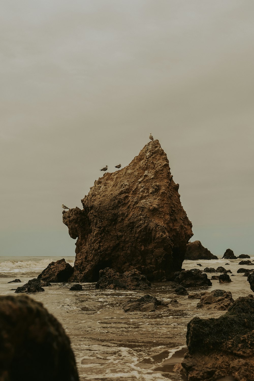 brown rock formation on sea shore during daytime