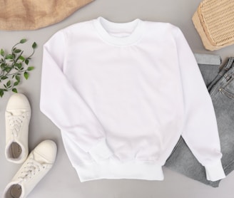 white crew neck long sleeve shirt