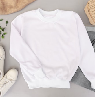 white crew neck long sleeve shirt