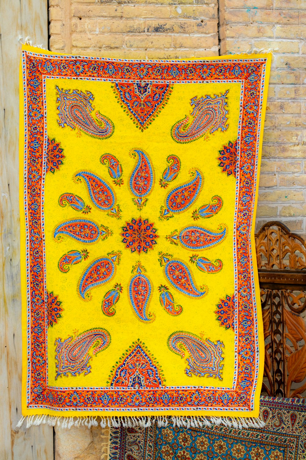 red and yellow floral area rug