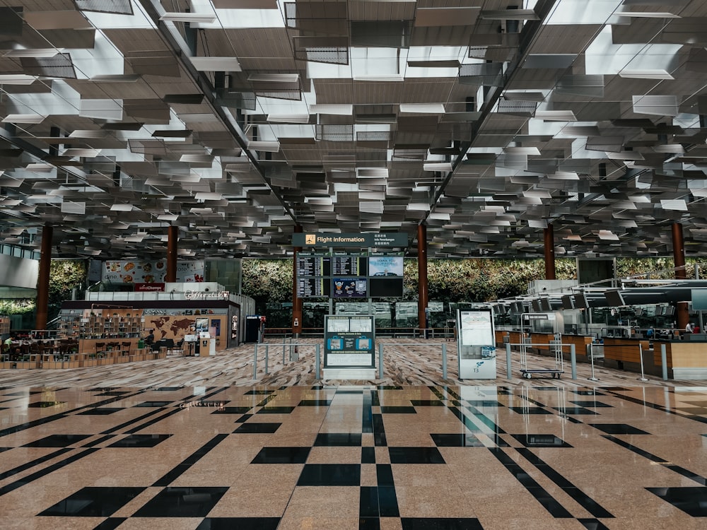 brown and white tiled floor