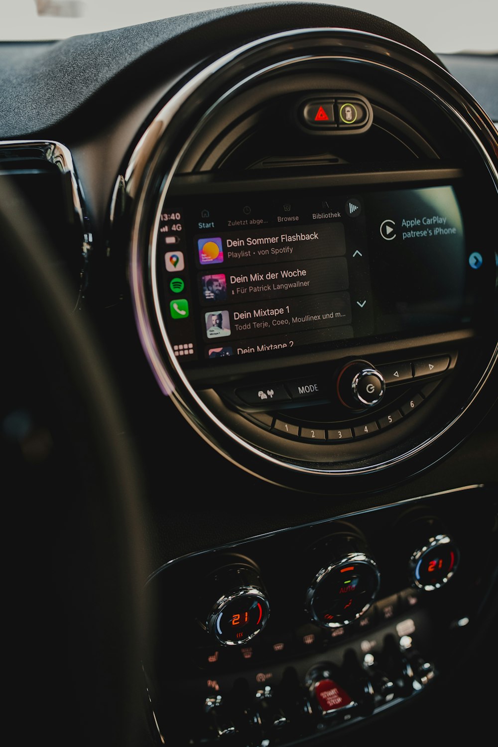 the dashboard of a car with a lot of buttons