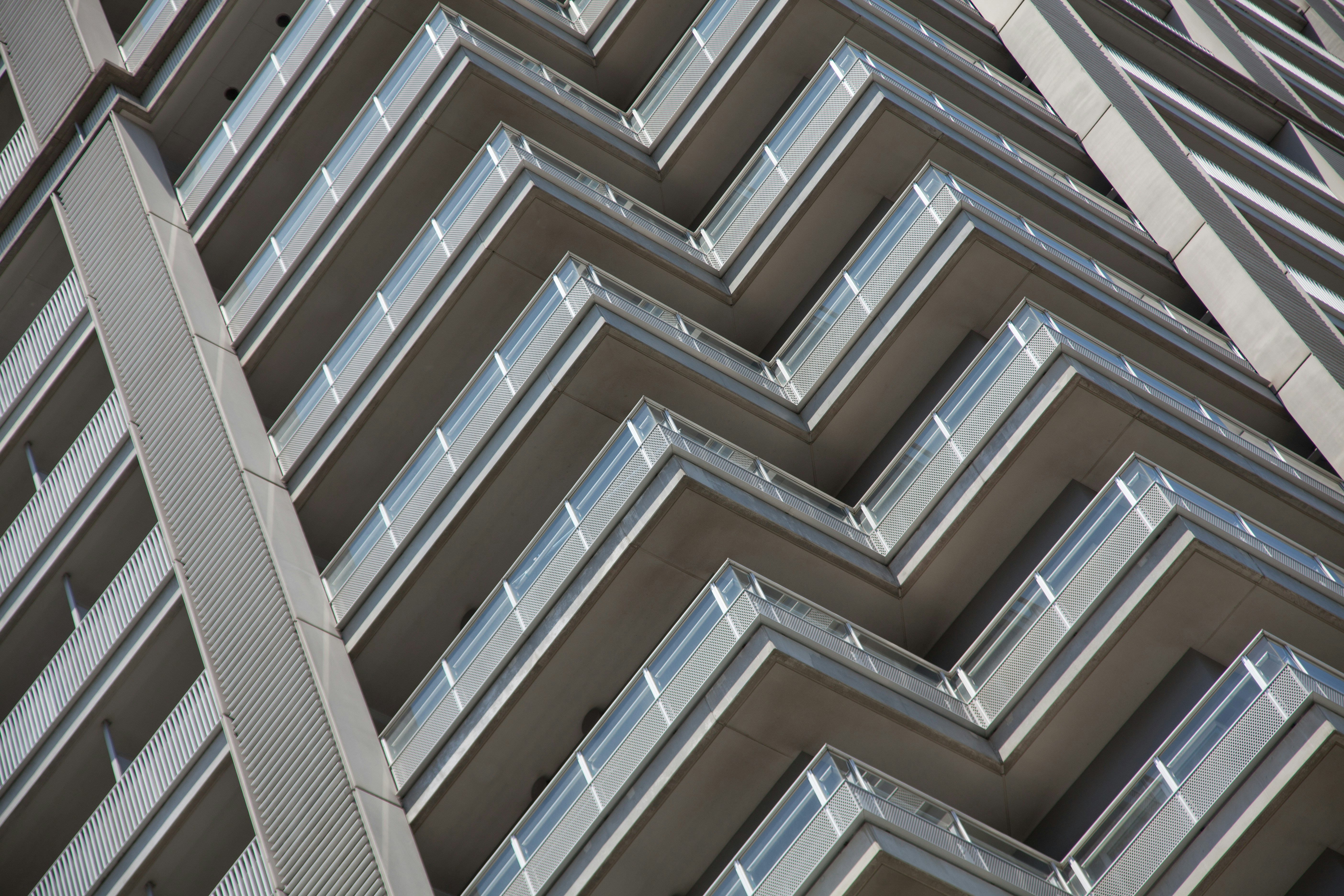 white and blue concrete building