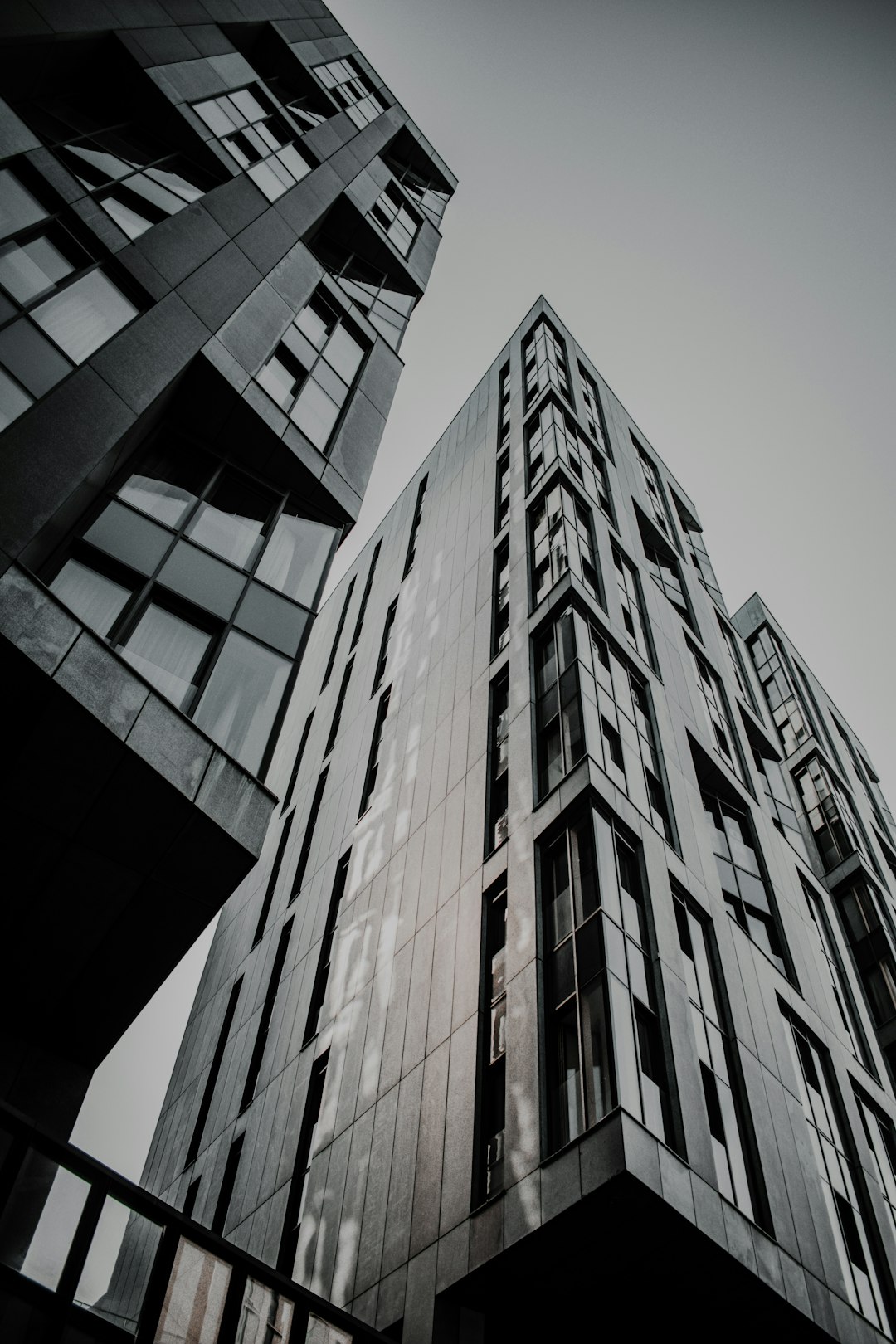 grayscale photo of concrete building