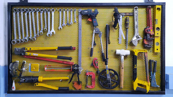 Assorted hand tools used for a toilet installation in Texas