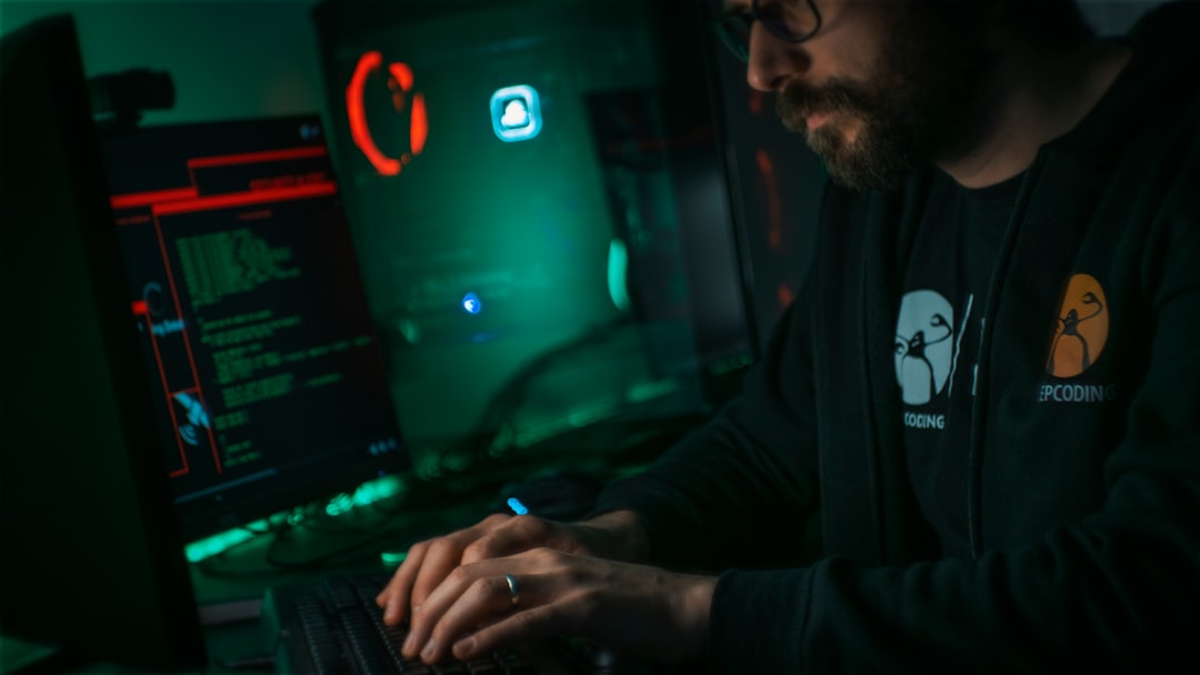 man in black jacket using computer, Gamer Setup
