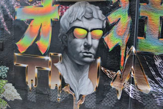 A creative street art mural blending the 'me gusta' meme with colorful Solana-inspired graffiti.