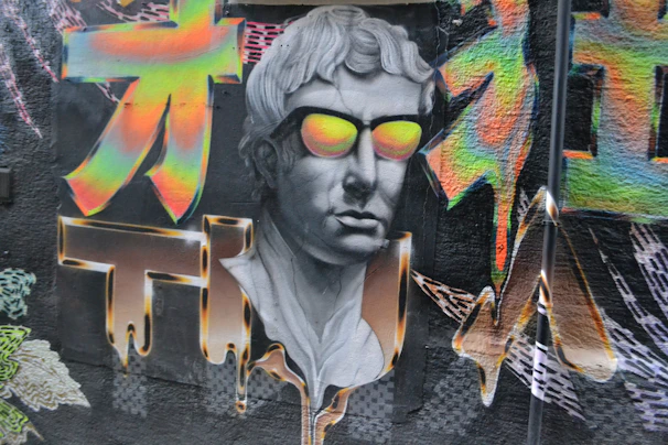 A creative street art mural blending the 'me gusta' meme with colorful Solana-inspired graffiti.