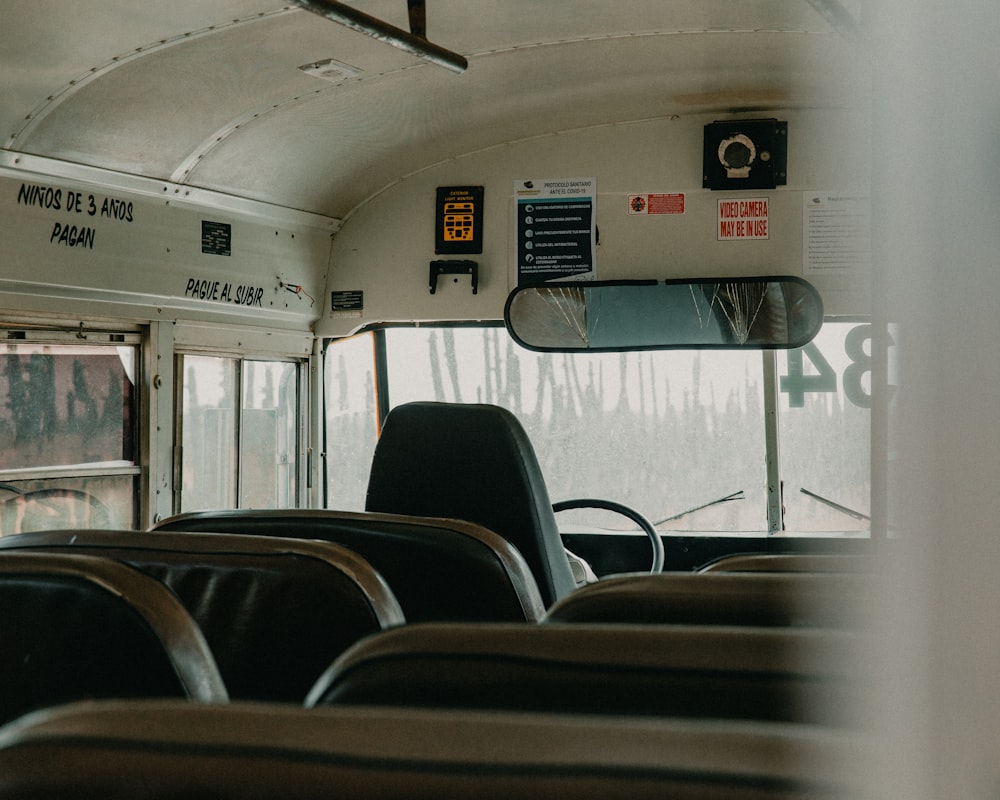 black and gray bus seats