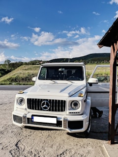 A modern Mercedes-Benz Sprinter van parked in front of a scenic landscape.
