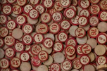 red and white round plastic