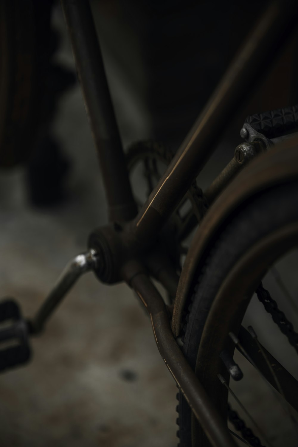 black bicycle wheel in close up photography