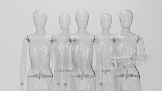 clear glass bottles on white background