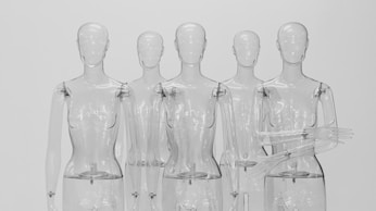 clear glass bottles on white background