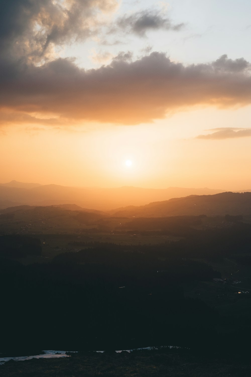 silhouette of mountain during sunset