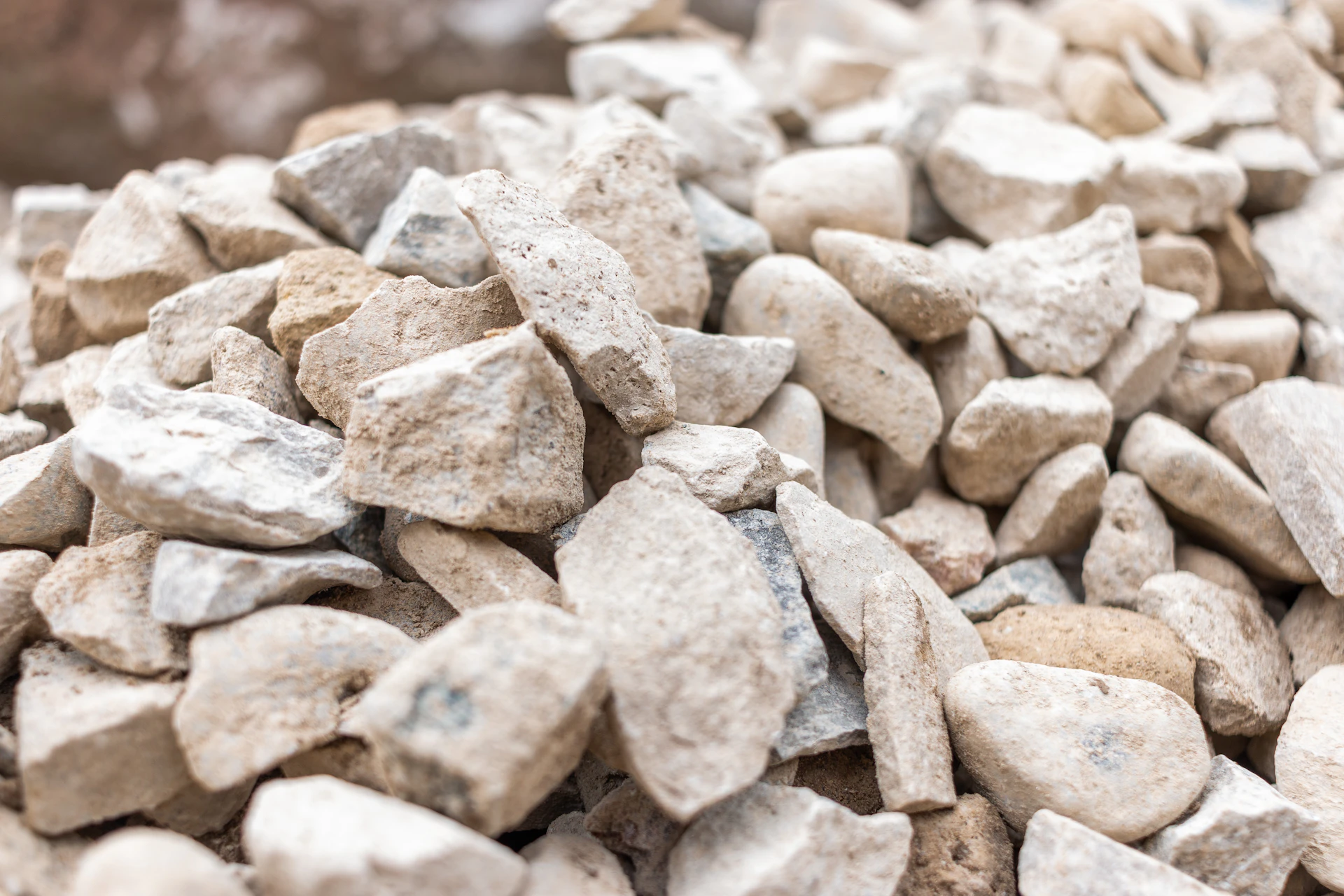 Pile of crushed stone aggregate at a quarry