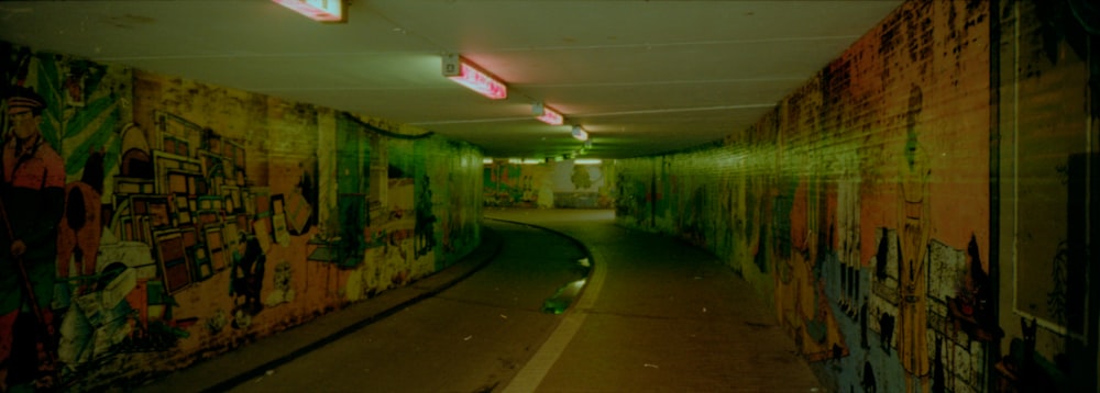 empty street with green lights