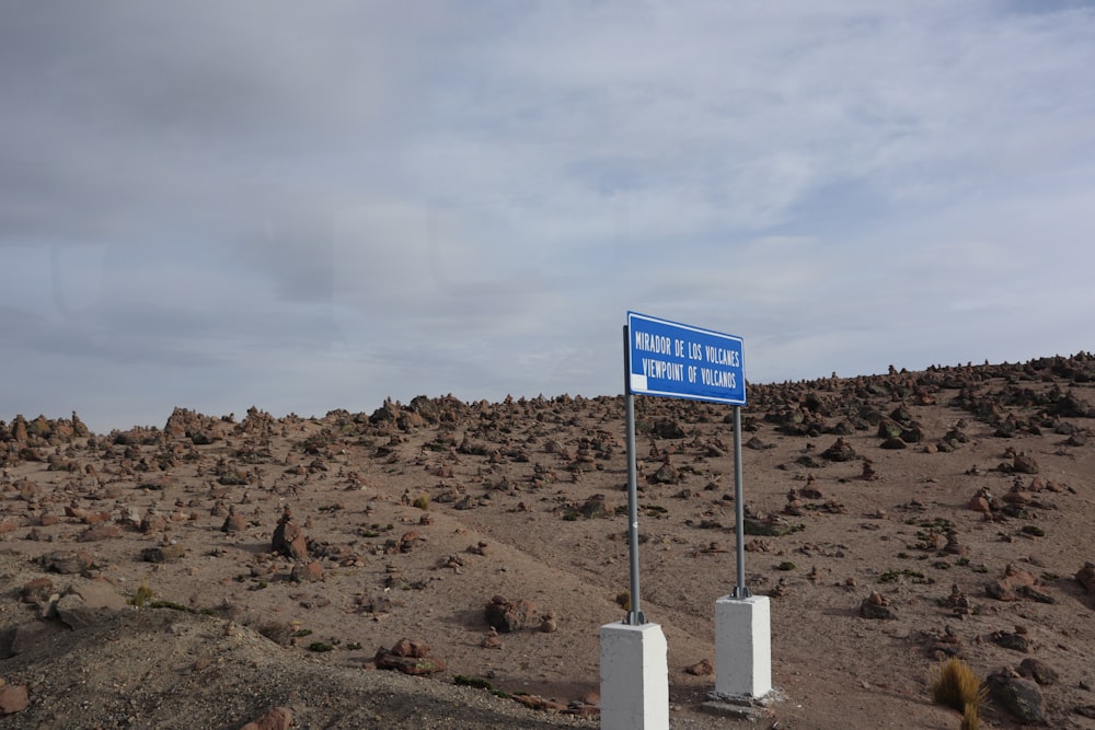 blue and white road sign